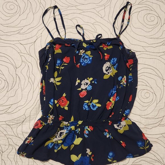 [M] Blue Floral Strappy Tank - Picture 1 of 6